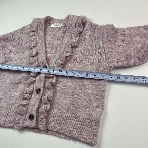 Ruffled Cropped Boxy Cardigan S Pink Cottagecore Fairy Soft Girl Preppy Feminine - Picture 7 of 9